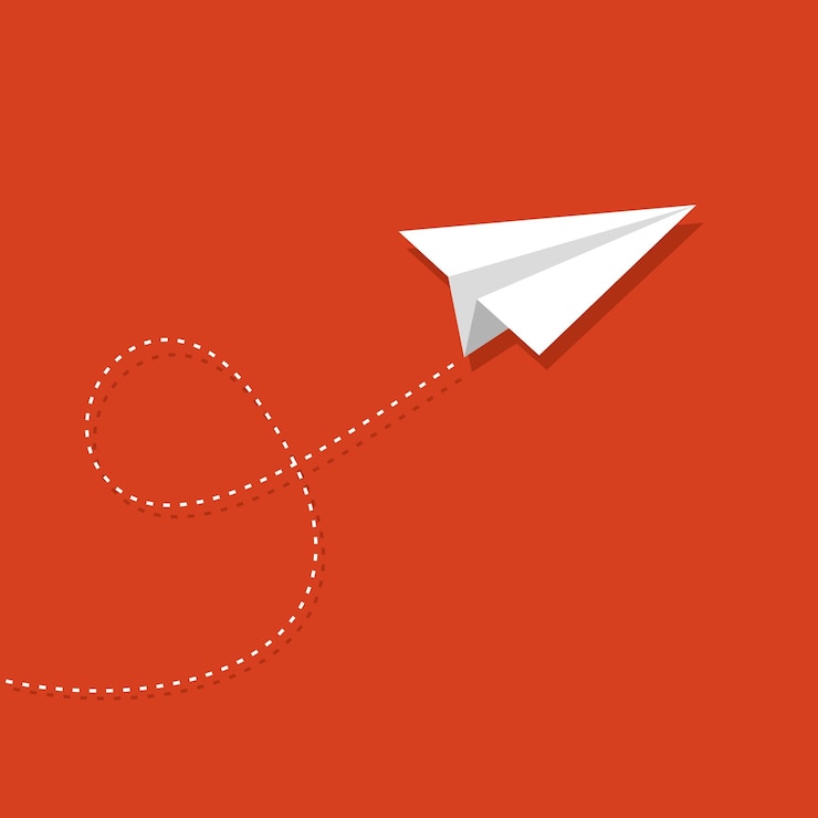 Vektör paper plane with dotted line origami paper airplane handmade aircraft concepts travel