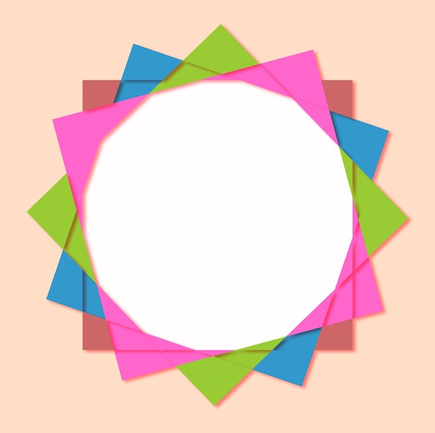 Papercut rounded background with red, green, pink and blue colors. Like a flower outside, geometric
