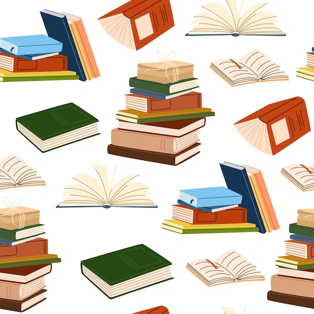 Papirbøger mønster. Sømløs baggrund med gentagende litteraturprint