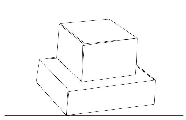 Parcels boxes one continuous line drawing vector