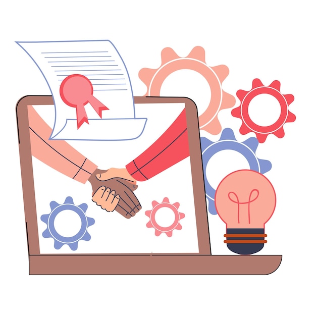 Partnership contract and online deal business concept vector isolated