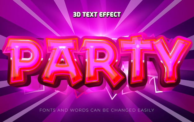 Party 3d editable text effect style