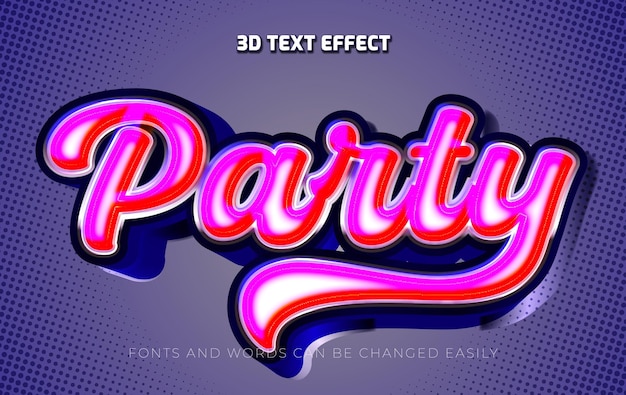 Party pink 3d editable text effect style