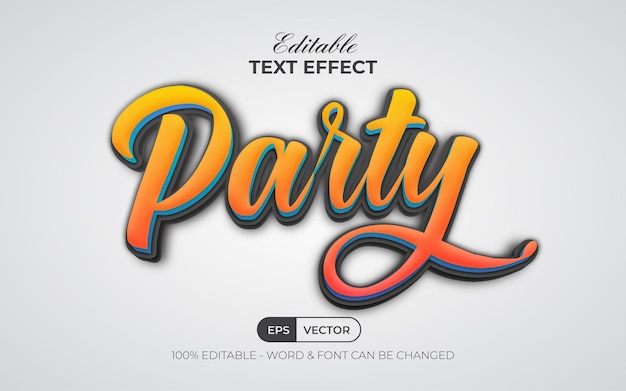 Party text effect style Editable text effect