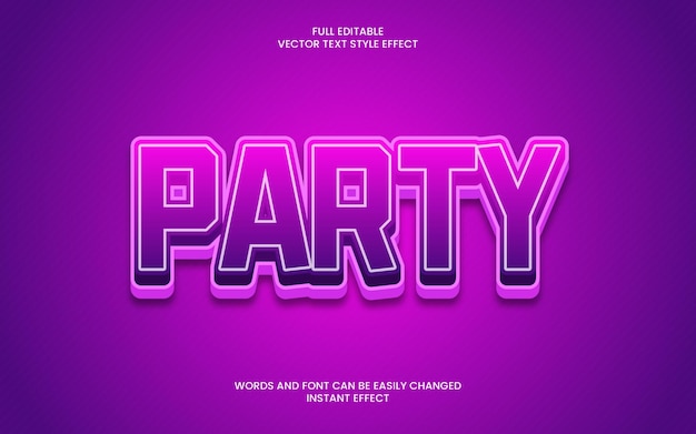 Party text effect with a purple background