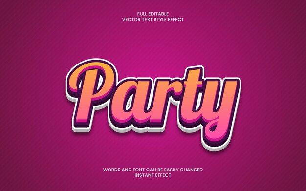 Party text effect with a purple background