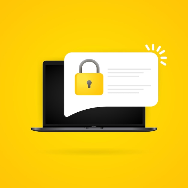 Password security access push notice on laptop. Verification code notification on pc screen for authentication. Private authorization symbol. Vector on isolated background. EPS 10.
