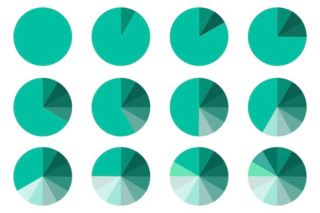 Pasta grafik vektör simgesi Renkli çark, sektörlere ayrılmış Stok Fotoğraf