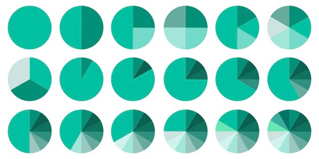 Pasta şeklinde pasta grafik Vektör bölümleri ikonu Dilimler halinde bir diyagramın illüstrasyonu Stok Fotoğraf