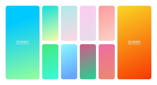 Pastel gradient smooth and soft vibrant color background set