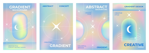 Pastel gradients 3D design posters Abstract patterns Modern graphic elements Fluid frames Stars and circles Geometric shapes Creative backgrounds Vector current banners set