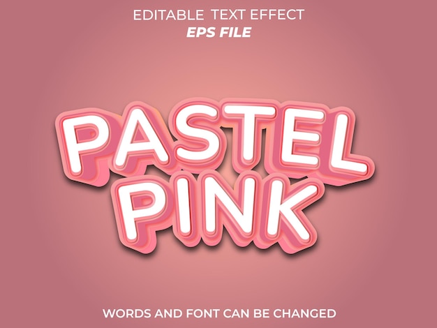 pastel pink text effect 3d editable text vector template