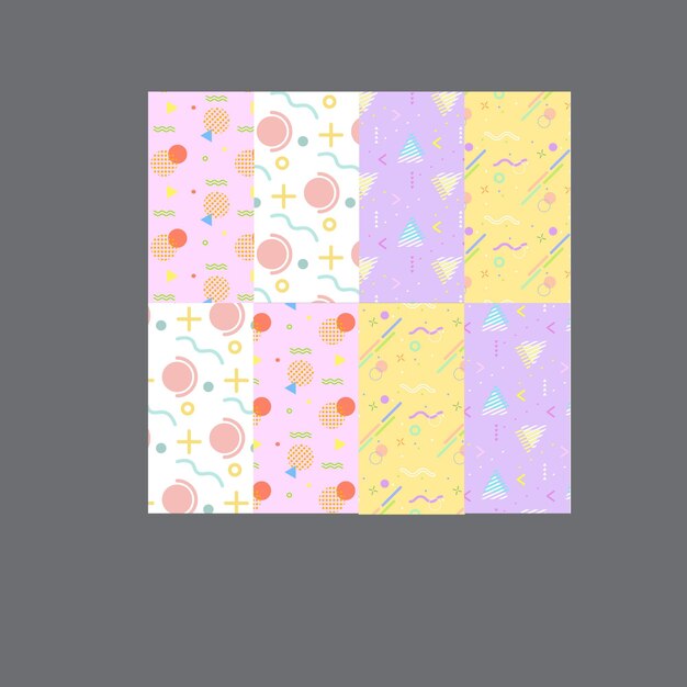 pastel tartan check plaid seamless pattern collection set of 6 colorful background kawaii patterns