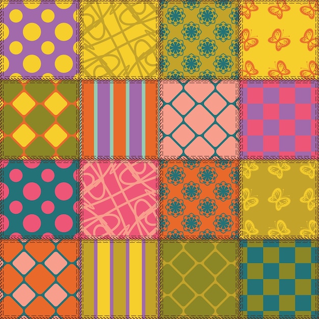 patchwork background with different patterns
