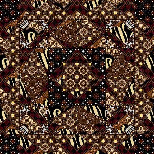 patchwork pattern with batik geometric and handmade motifs style pattern for textil and decoration
