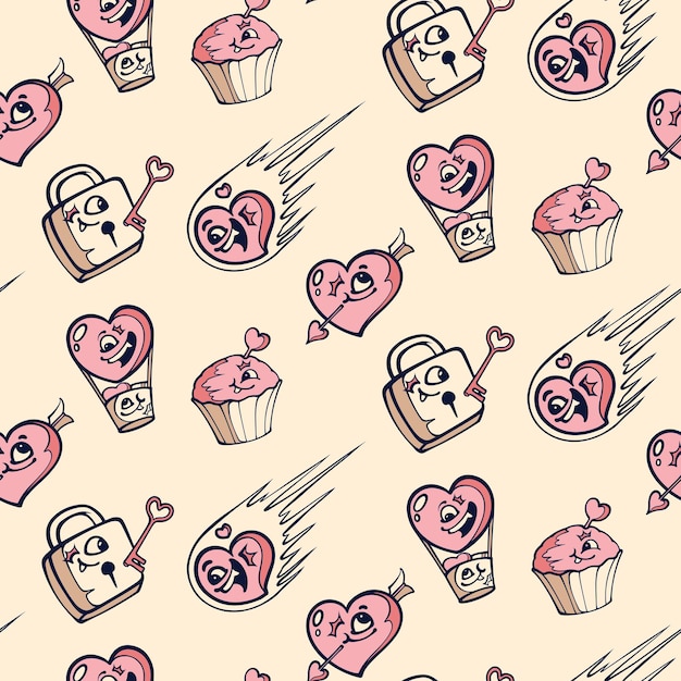 Patten valentine mask vector seamless pattern