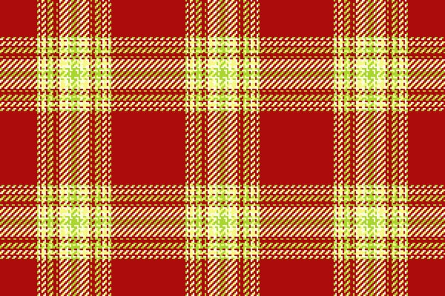 pattern check background of seamless vector texture with a tartan fabric plaid textile in lime and red colors