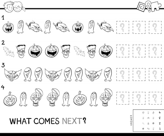 Pattern Educational Game with Halloween Characters