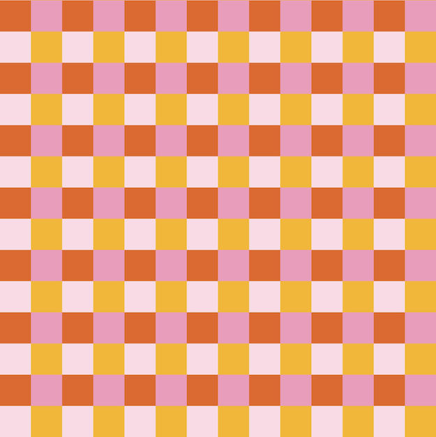 pattern in cute flowers in pink yellow color in squares