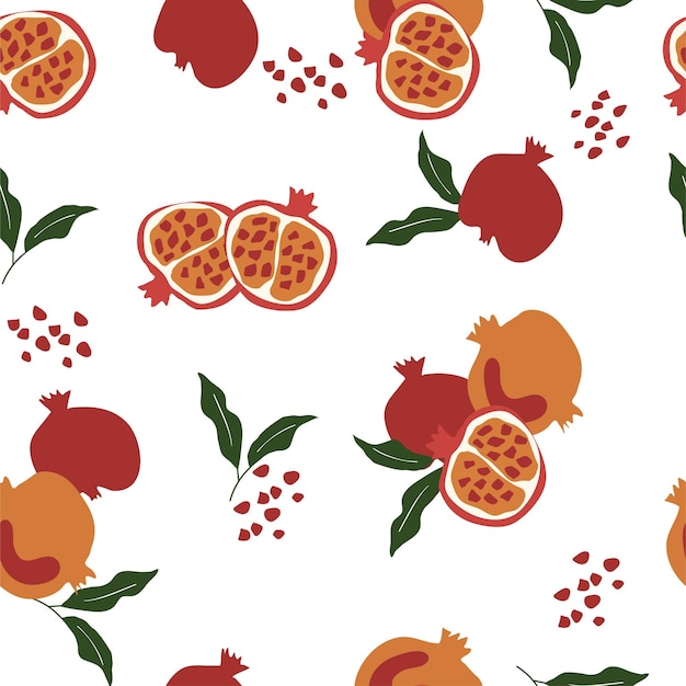 Pattern pomegranate fruit Pomegranate of handdrawn vector illustration Botanical fruit Engraved