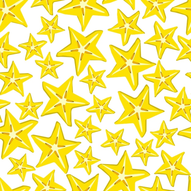 pattern slices of ripe carambola fruit on white