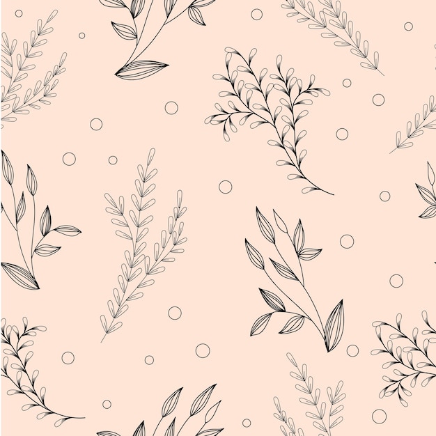 Pattern with line art leaf