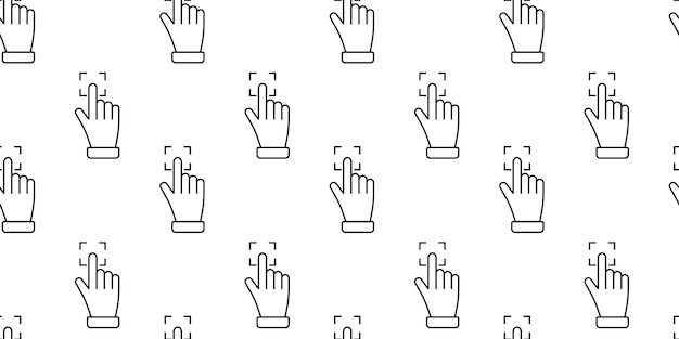 Patterns of hands pointing in a minimalistic design on a white background