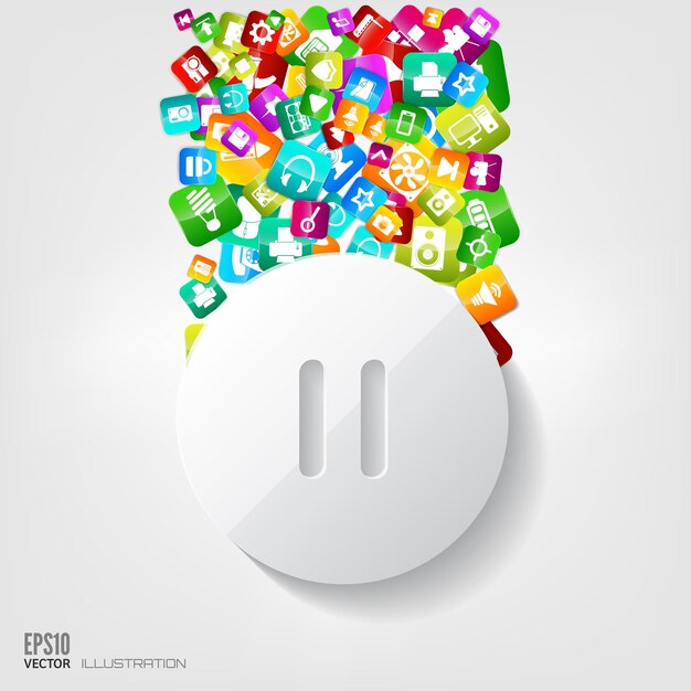 Pause button icon application button social media and cloud computing