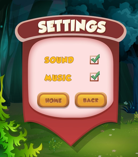 pause menu scene pop up with sound music and buttons game ui complete menu