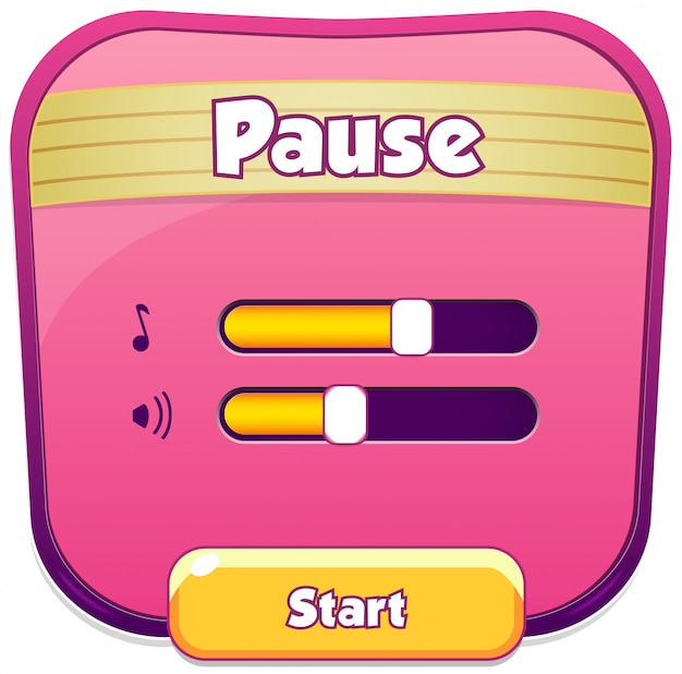 Pause setting menu with sound music and home 