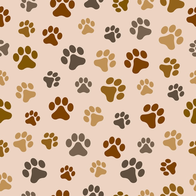 paw animal print silhouettes seamless pattern with paws