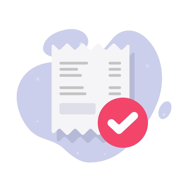Payment bill completed icon or paid done order receipt invoice graphic illustration flat confirm
