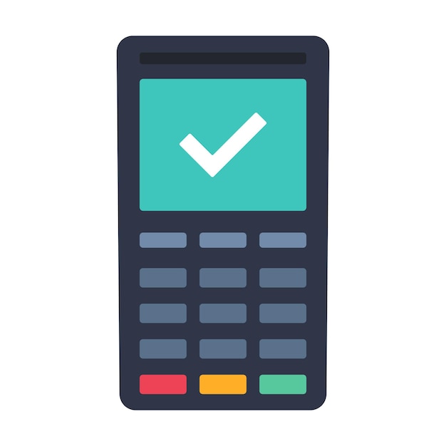 Payment machine icon Pay terminal in flat style POS terminal with approved finance operation