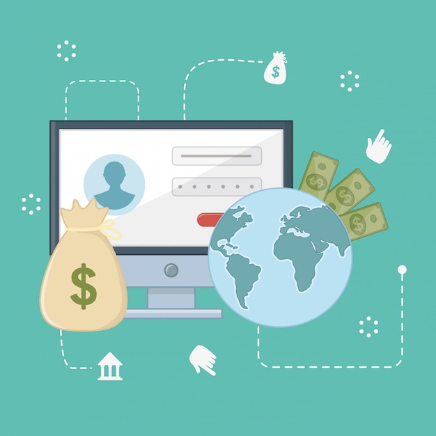 payment online elements set composition design