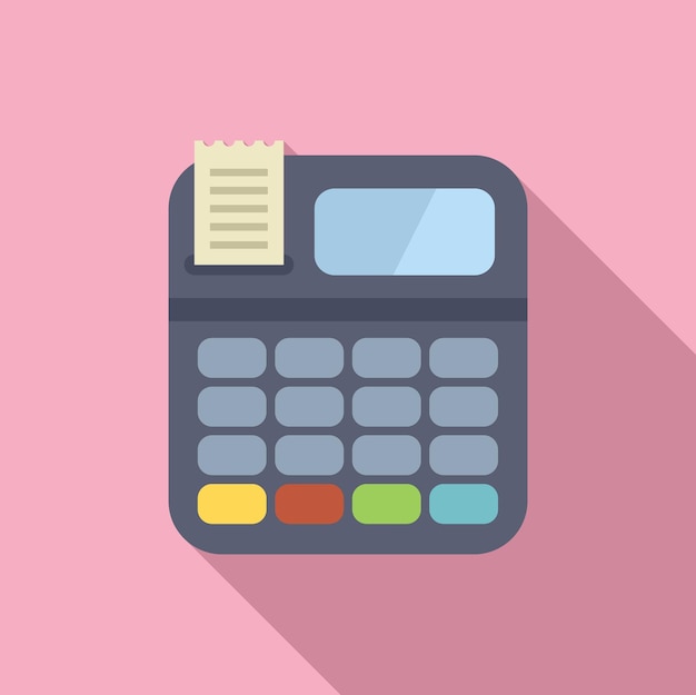 Payment terminal printing receipt illustration with pink background