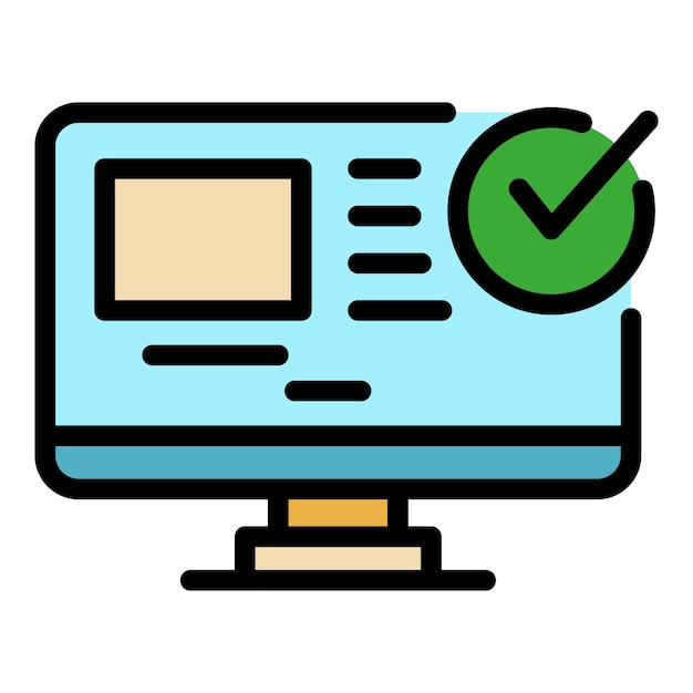 Pc control icon Outline pc control vector icon color flat isolated