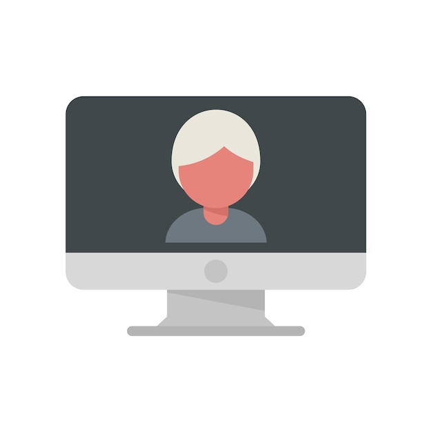 Pc live stream icon flat vector Video online Web webinar isolated