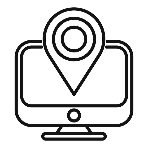 pc location icon outline vector web button email app