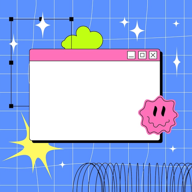 PC window in y2k style. Acid Retro interface of an old computer Copyspace template. Writing paper