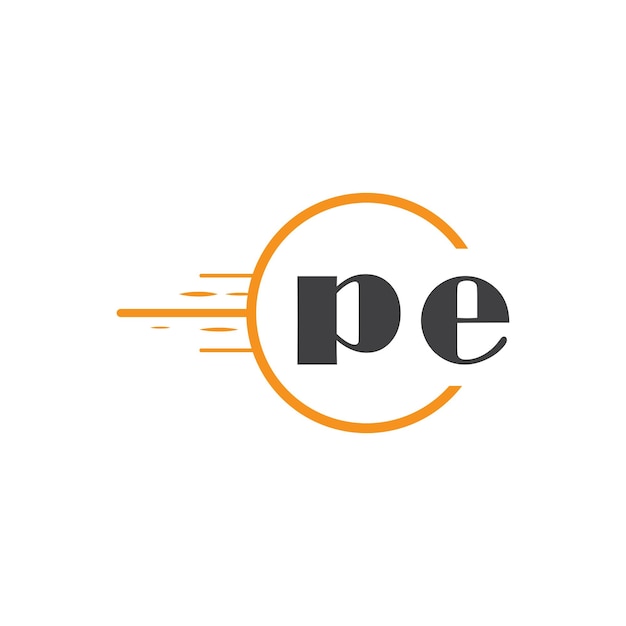 pe initial monogram logo with circle style design