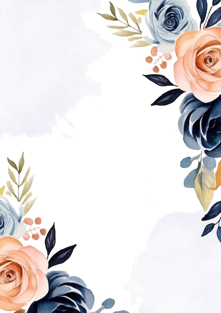 Peach white and blue vector realistic golden luxury invitation with flora and flower