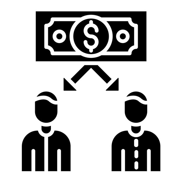 peer to peer lending glyph solid black illustration
