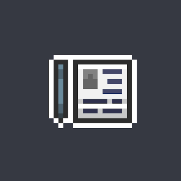 pen and document paper in pixel art style