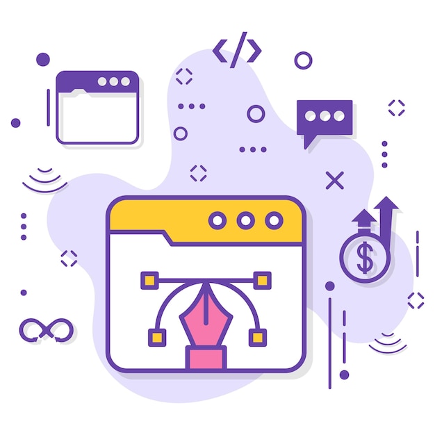 Pen Editing Tool stock illustration, Website Builder Sign, Cloud computing and Web hosting services