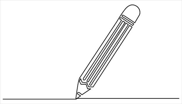Pencil continuous one line drawing illustration Pencil linear icon