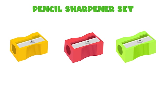 Pencil sharpener vector set Pencil shavings Pencil waste Stationery clip art Back to school concept