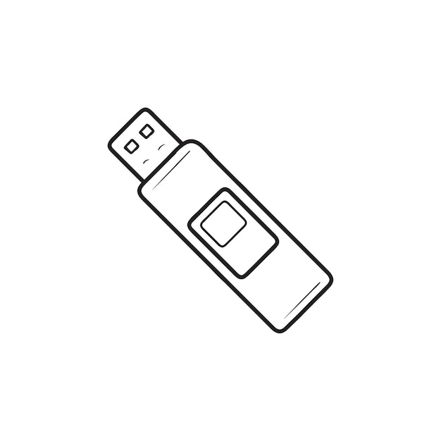 Pendrive, handritad kontur doodle ikon. Flash-enhet, minnessticka, usb pendrive, lagringsenhet koncept