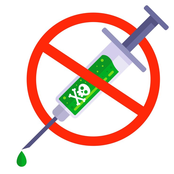 Vektör people against vaccination. syringe with poison. dangerous injection. flat vector illustration.