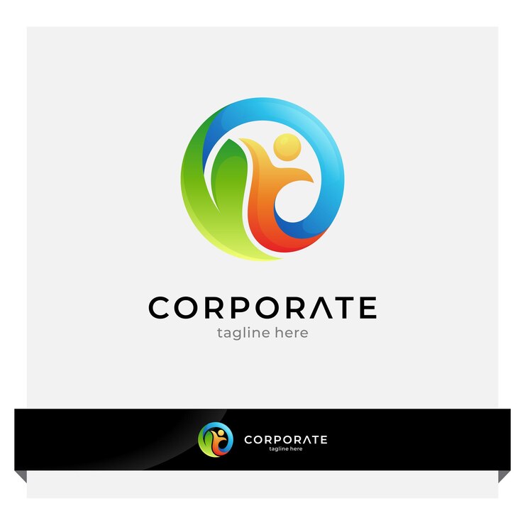 people logo with circle and leaf shape
