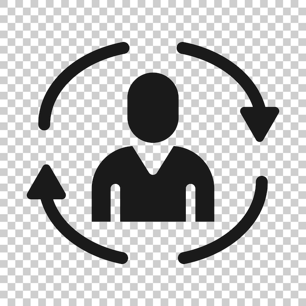People referral icon in flat style Business communication vector illustration on white background Reference teamwork business concept
